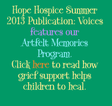 Click to read Hope Hospice Voices featuring our Artfelt Memories program.